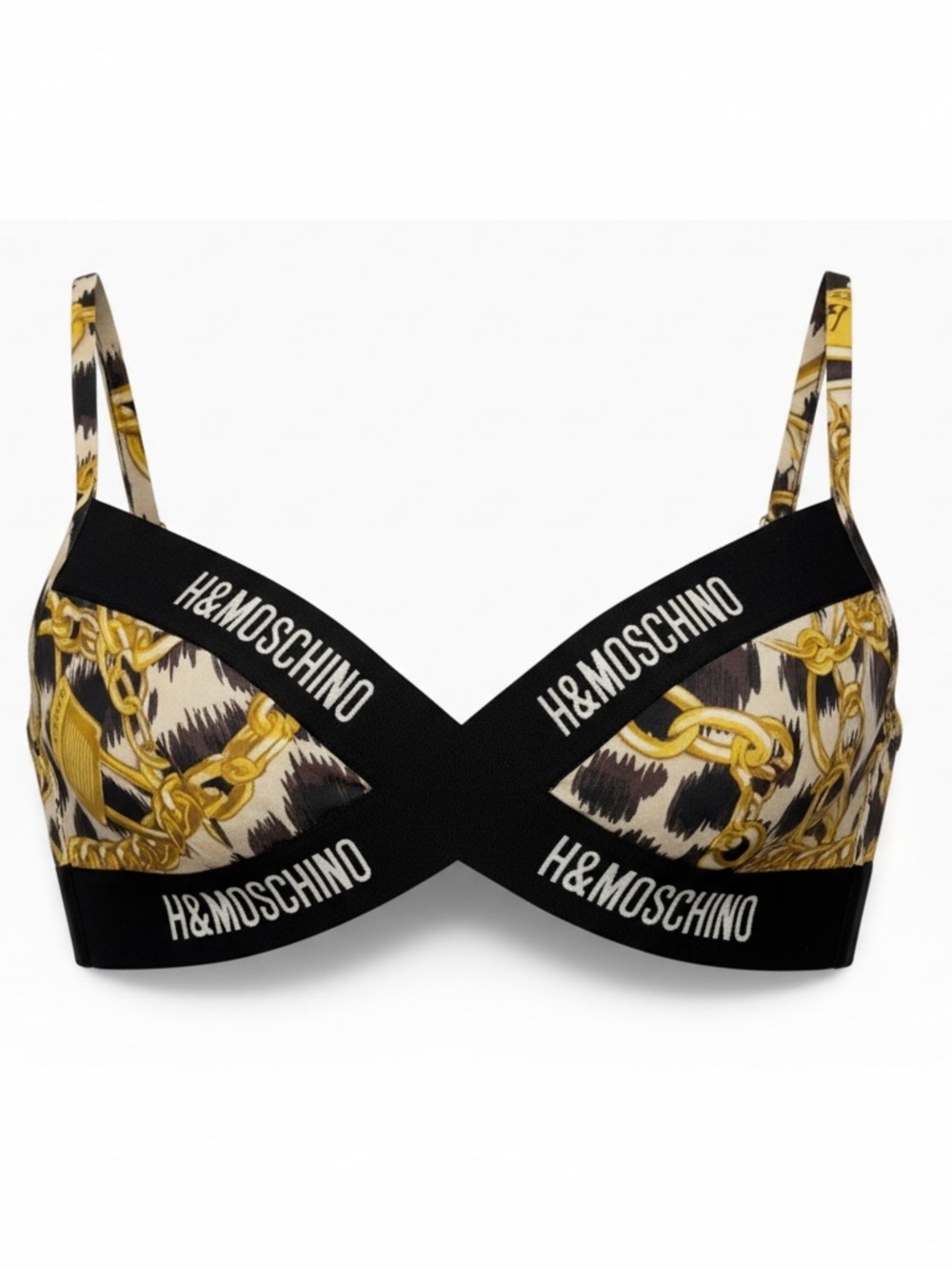 Moschino H&M Limited Edition Black and Gold Printed Bralette